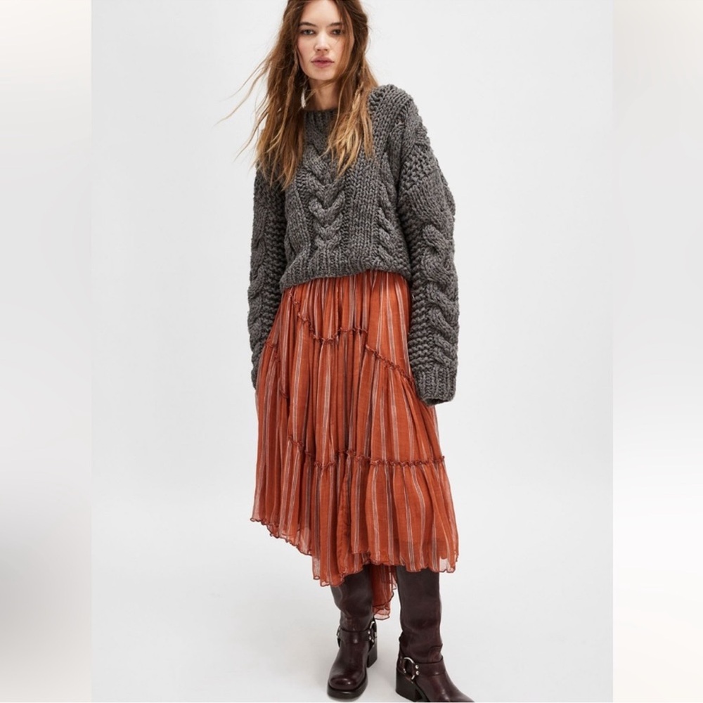 FREE PEOPLE Ember Striped Western Boho Midi Skirt - Picture 2 of 7